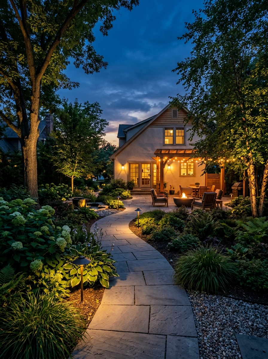 Outdoor Lighting — Low-voltage lighting that makes the whole yard usable after dark.